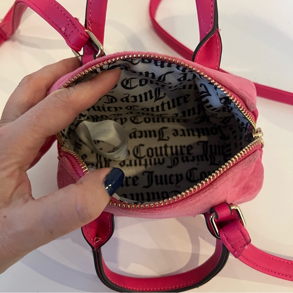 Juicy Couture Mini Pink Velvet Rhinestone Crossbody Bag Y2K Style - Picture 8 of 11